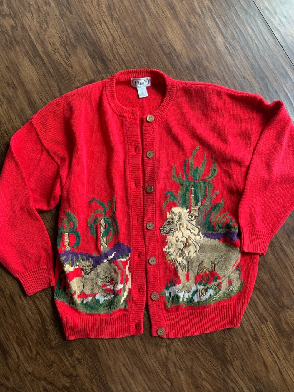 P'Galli Designs Red Knit Sweater - Button Front